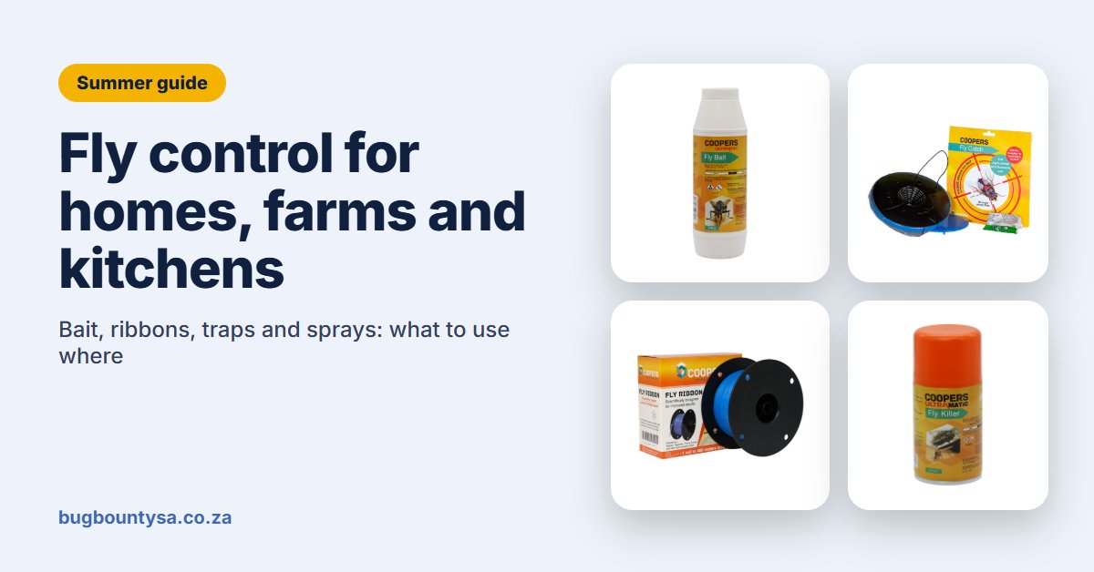 Coopers fly bait, fly catch, fly ribbon and fly killer for summer fly control